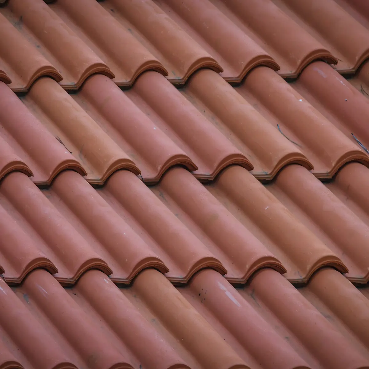 Close-up of a red clay barrel tile roof common in South Florida